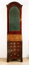 A Rare early George I Period Mahogany single door 'bonnet top' Bureau Bookcase