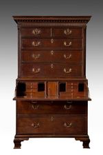 An important and rare George II period secretaire chest on chest, in the manner ...