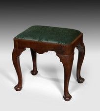 An early George II period mahogany cabriole leg stool.